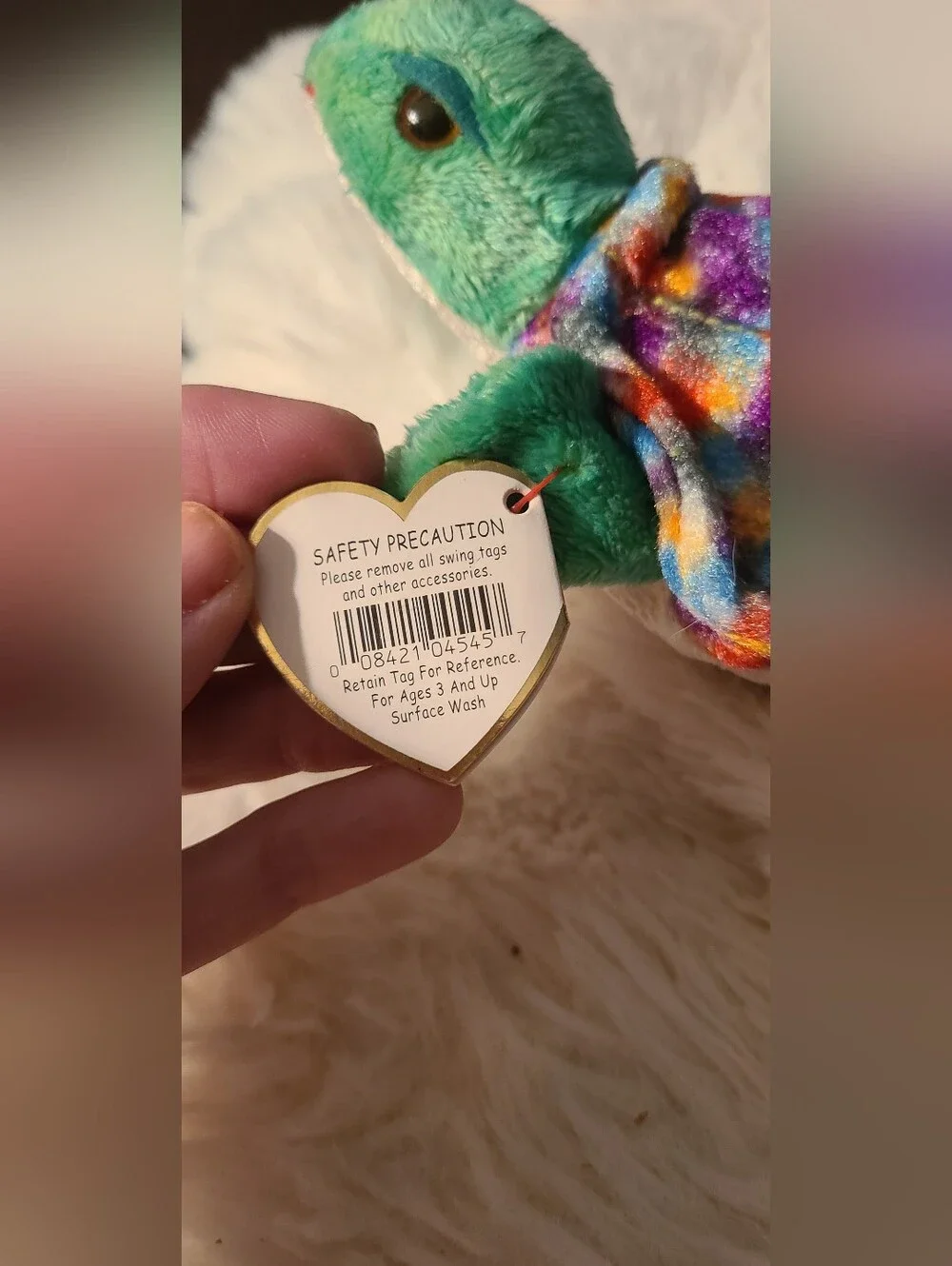 Ty BEANIE BABIES ZOOM Multicolor Shell Green Plush Turtle